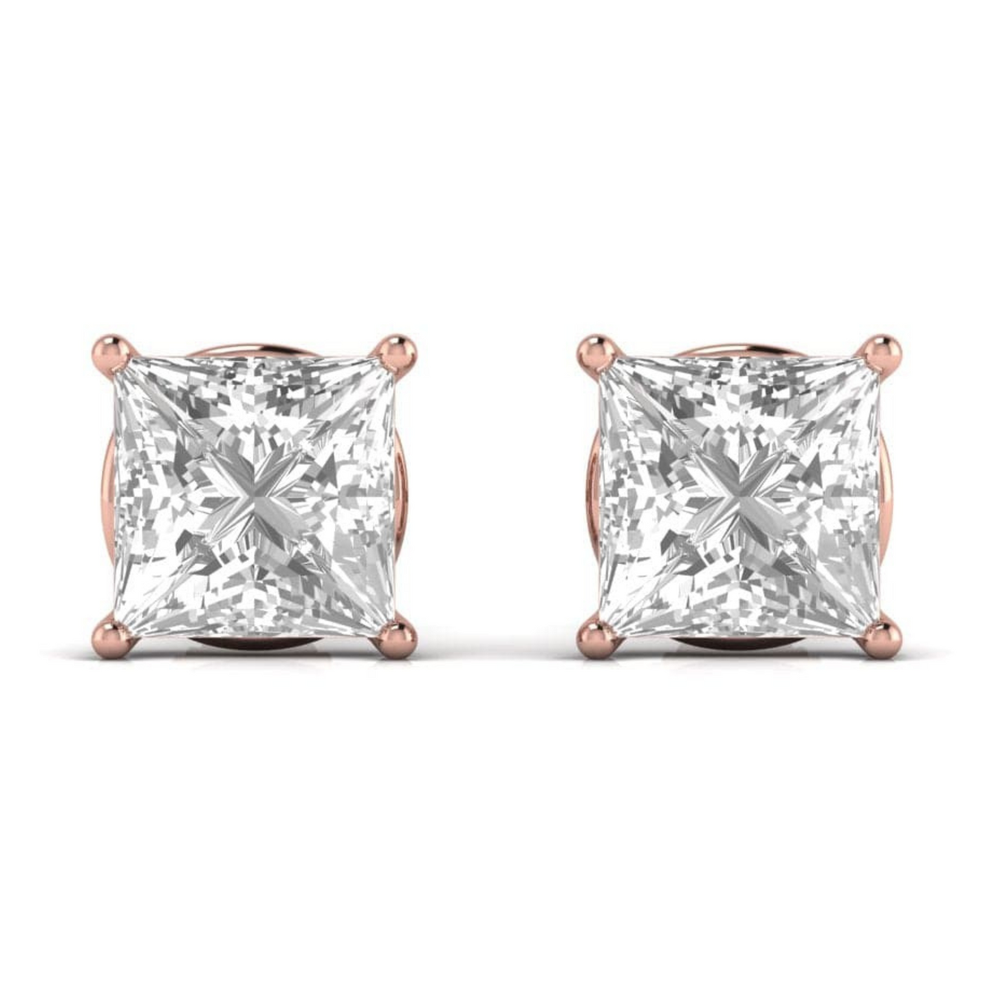 6 CT PRINCESS SOLITAIRE EARRINGS - Ayka Diamonds - LAB GROWN DIAMOND JEWELLERY