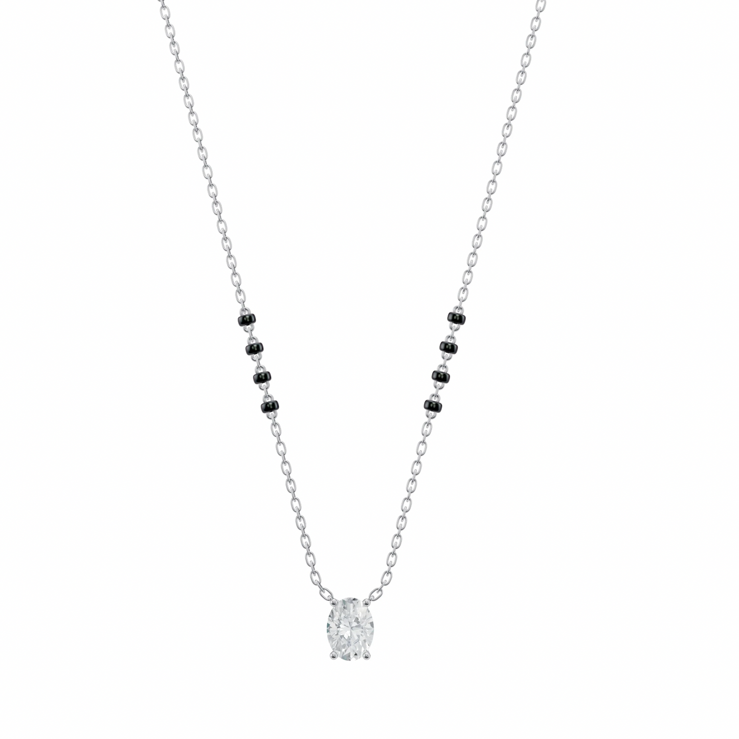 2 CT OVAL SOLITAIRE MANGALSUTRA - Ayka Diamonds - LAB GROWN DIAMOND JEWELLERY