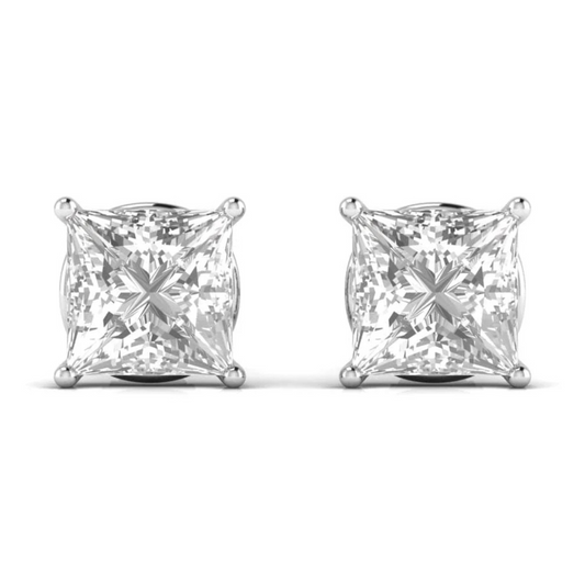 6 CT PRINCESS SOLITAIRE EARRINGS - Ayka Diamonds - LAB GROWN DIAMOND JEWELLERY