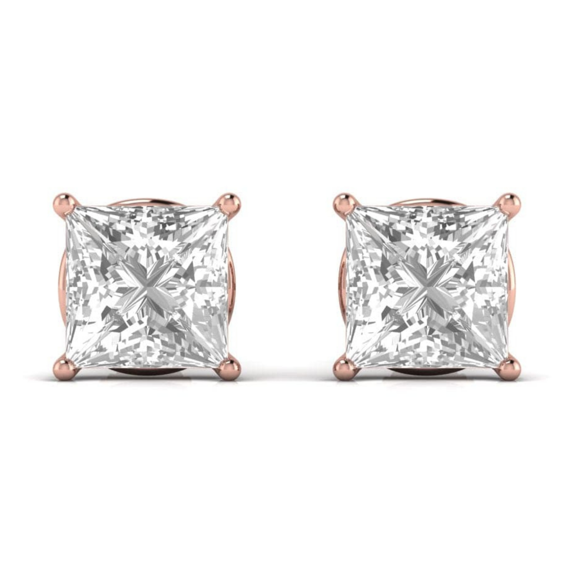 6 CT PRINCESS SOLITAIRE EARRINGS - Ayka Diamonds - LAB GROWN DIAMOND JEWELLERY
