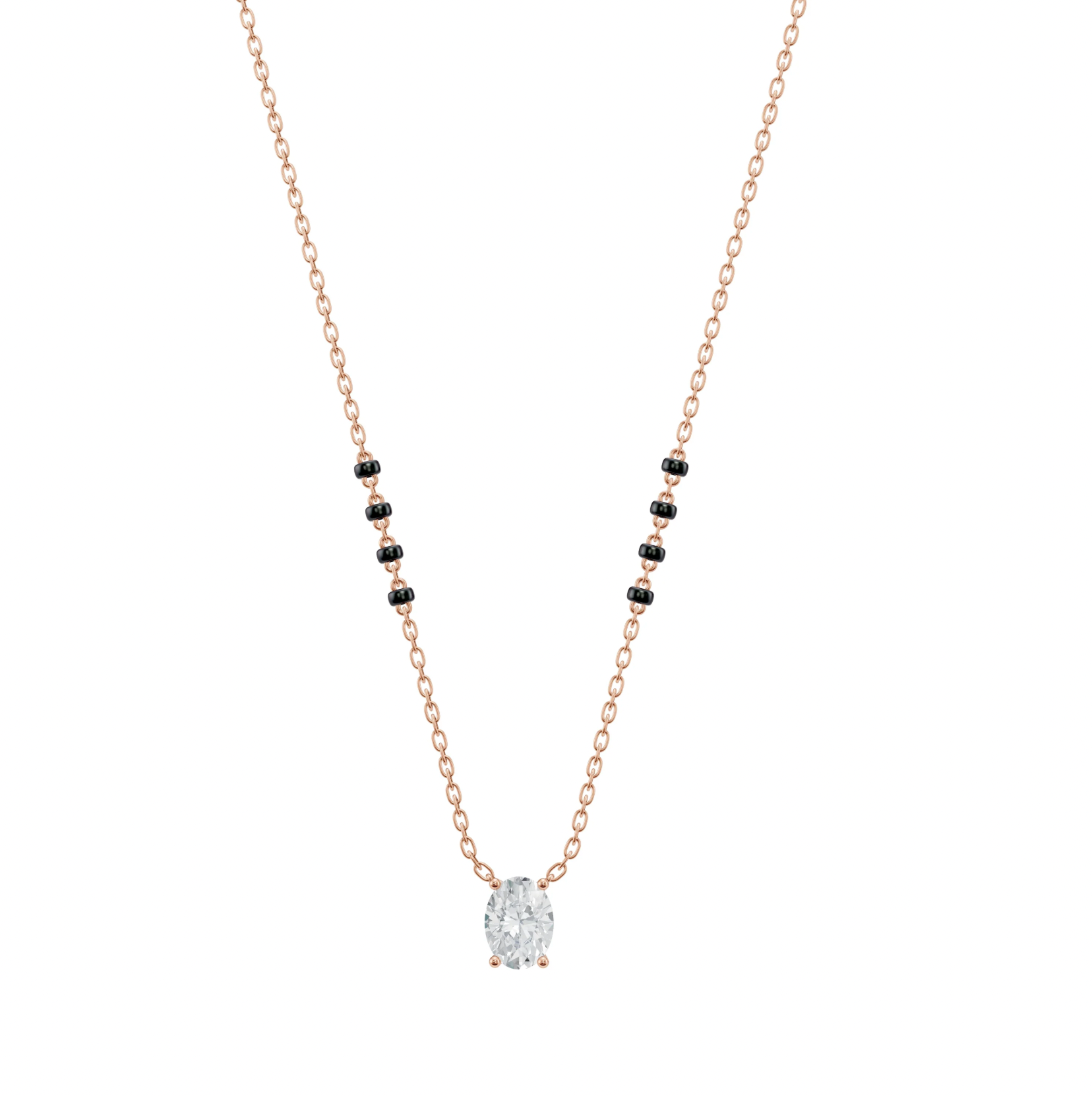2 CT OVAL SOLITAIRE MANGALSUTRA - Ayka Diamonds - LAB GROWN DIAMOND JEWELLERY