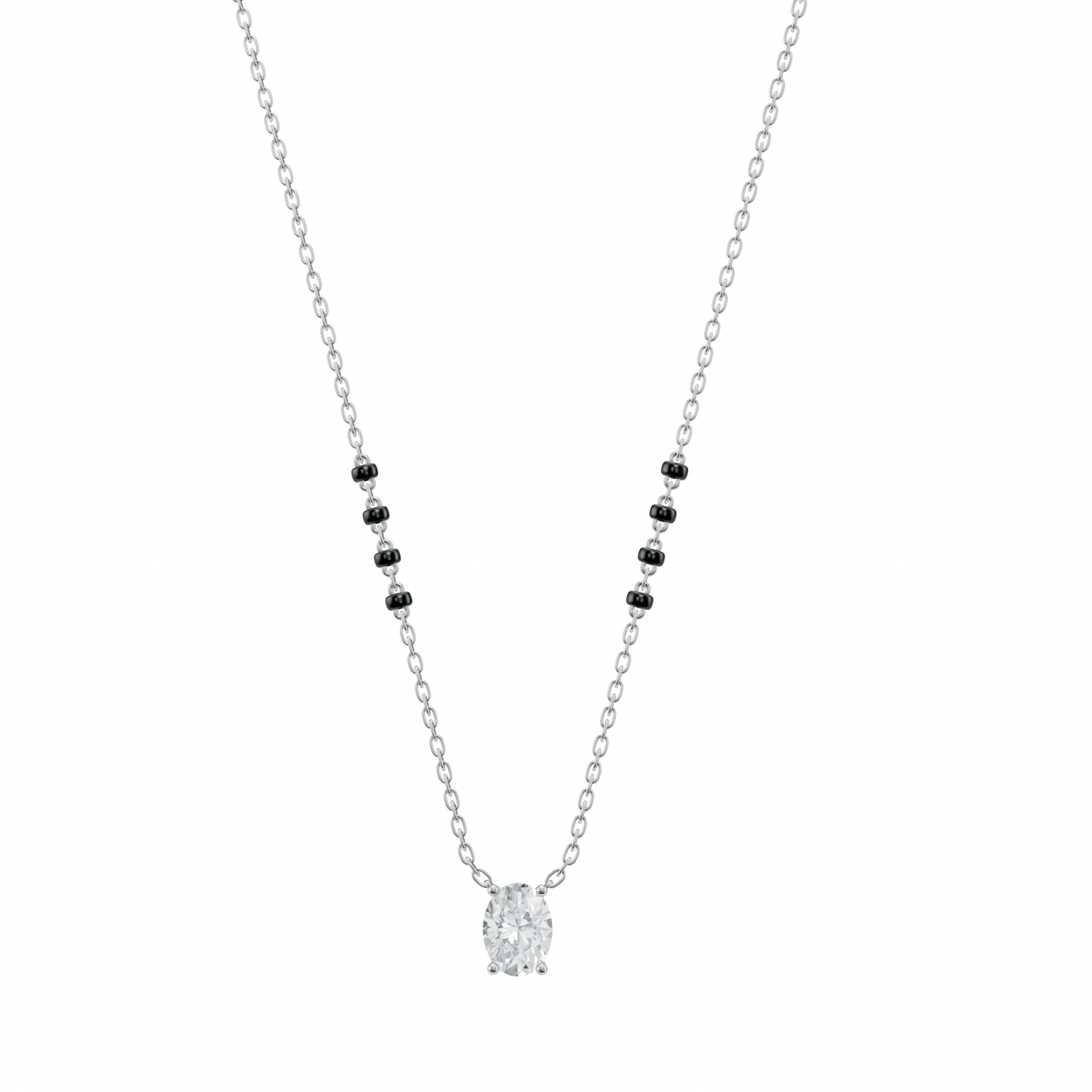 2 CT OVAL SOLITAIRE MANGALSUTRA - Ayka Diamonds - LAB GROWN DIAMOND JEWELLERY