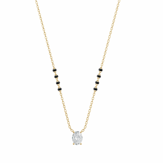 2 CT OVAL SOLITAIRE MANGALSUTRA - Ayka Diamonds - LAB GROWN DIAMOND JEWELLERY