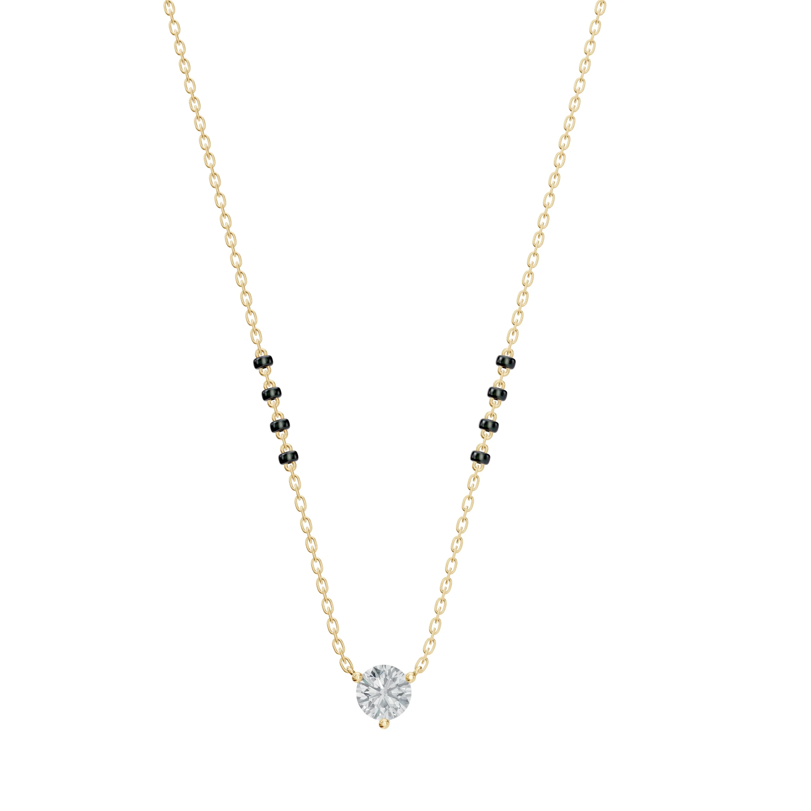 2 CT ROUND SOLITAIRE MANGALSUTRA - Ayka Diamonds - LAB GROWN DIAMOND JEWELLERY