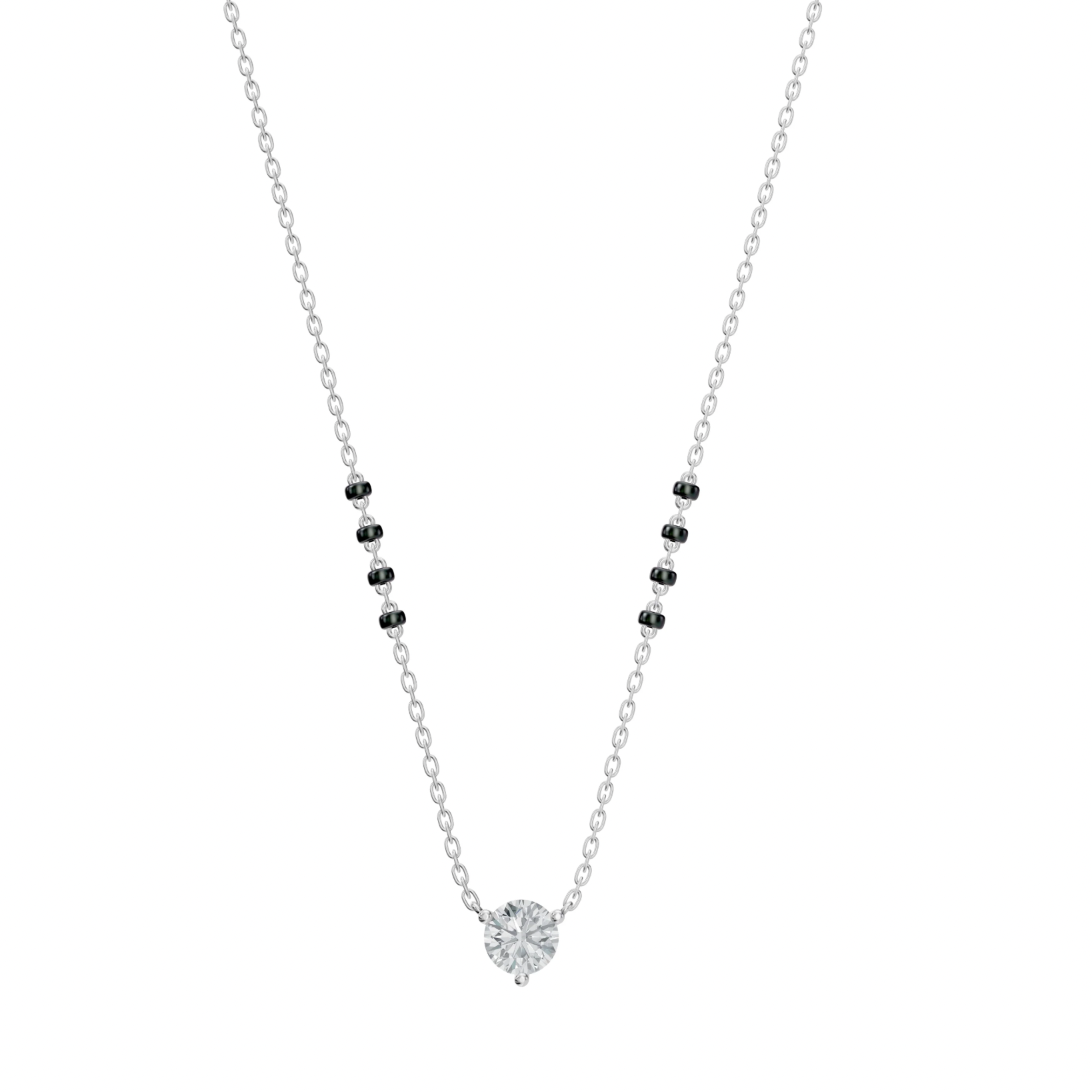 2 CT ROUND SOLITAIRE MANGALSUTRA - Ayka Diamonds - LAB GROWN DIAMOND JEWELLERY